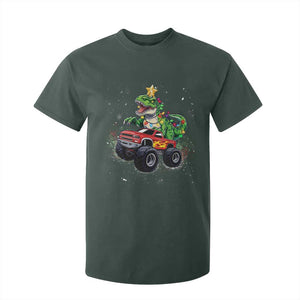 Christmas Dinosaur Monster Truck T Shirt For Kid TS10 Dark Forest Green Print Your Wear