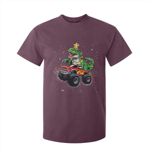 Christmas Dinosaur Monster Truck T Shirt For Kid TS10 Maroon Print Your Wear