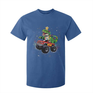 Christmas Dinosaur Monster Truck T Shirt For Kid TS10 Royal Blue Print Your Wear