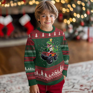 Dinosaur Monster Truck Ugly Christmas Sweater TS10 Christmas Print Your Wear