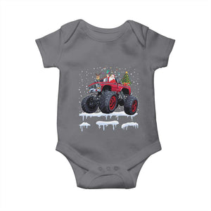 Christmas Santa Monster Truck Baby Onesie American Offroad Xmas Boys Kids Toddler Youth TS10 Charcoal Print Your Wear