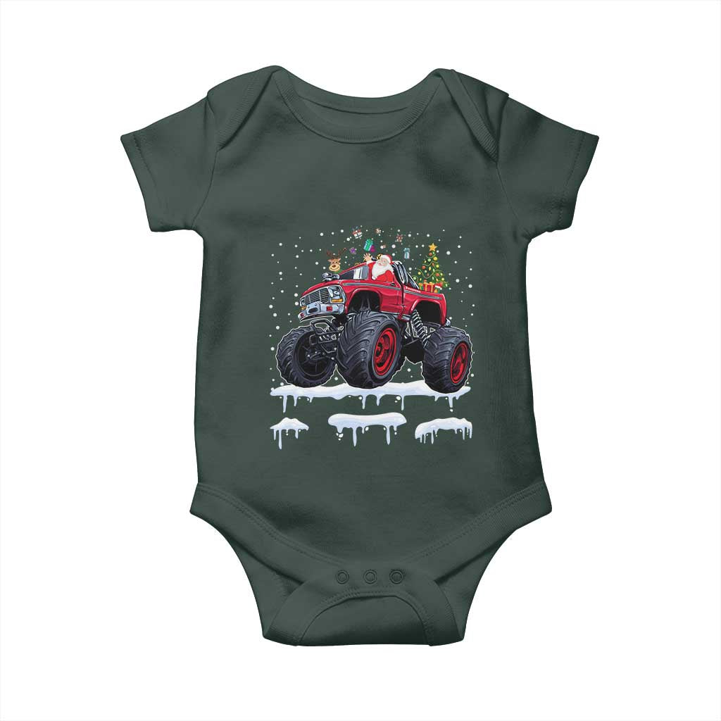 Christmas Santa Monster Truck Baby Onesie American Offroad Xmas Boys Kids Toddler Youth TS10 Print Your Wear