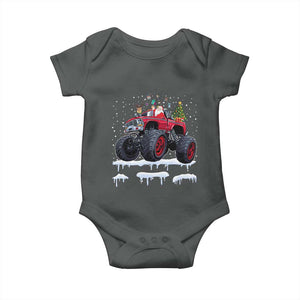 Christmas Santa Monster Truck Baby Onesie American Offroad Xmas Boys Kids Toddler Youth TS10 Dark Heather Print Your Wear