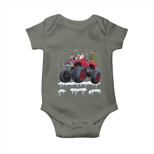 Christmas Santa Monster Truck Baby Onesie American Offroad Xmas Boys Kids Toddler Youth TS10 Military Green Print Your Wear