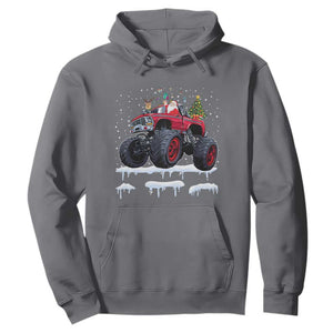 Christmas Santa Monster Truck Hoodie American Offroad Xmas Boys Kids Toddler Youth TS10 Charcoal Print Your Wear