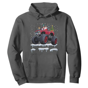 Christmas Santa Monster Truck Hoodie American Offroad Xmas Boys Kids Toddler Youth TS10 Dark Heather Print Your Wear