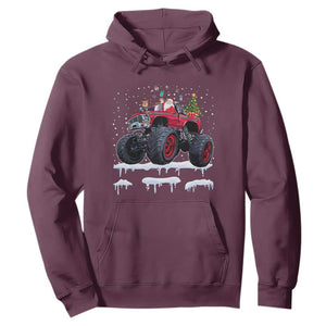 Christmas Santa Monster Truck Hoodie American Offroad Xmas Boys Kids Toddler Youth TS10 Maroon Print Your Wear