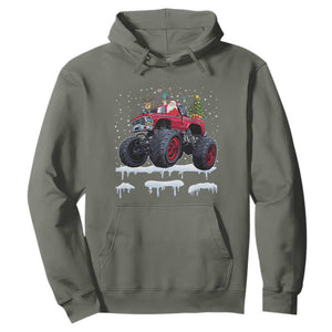 Christmas Santa Monster Truck Hoodie American Offroad Xmas Boys Kids Toddler Youth TS10 Military Green Print Your Wear