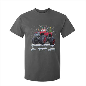 Christmas Santa Monster Truck T Shirt For Kid American Offroad Xmas Boys Kids Toddler Youth TS10 Dark Heather Print Your Wear