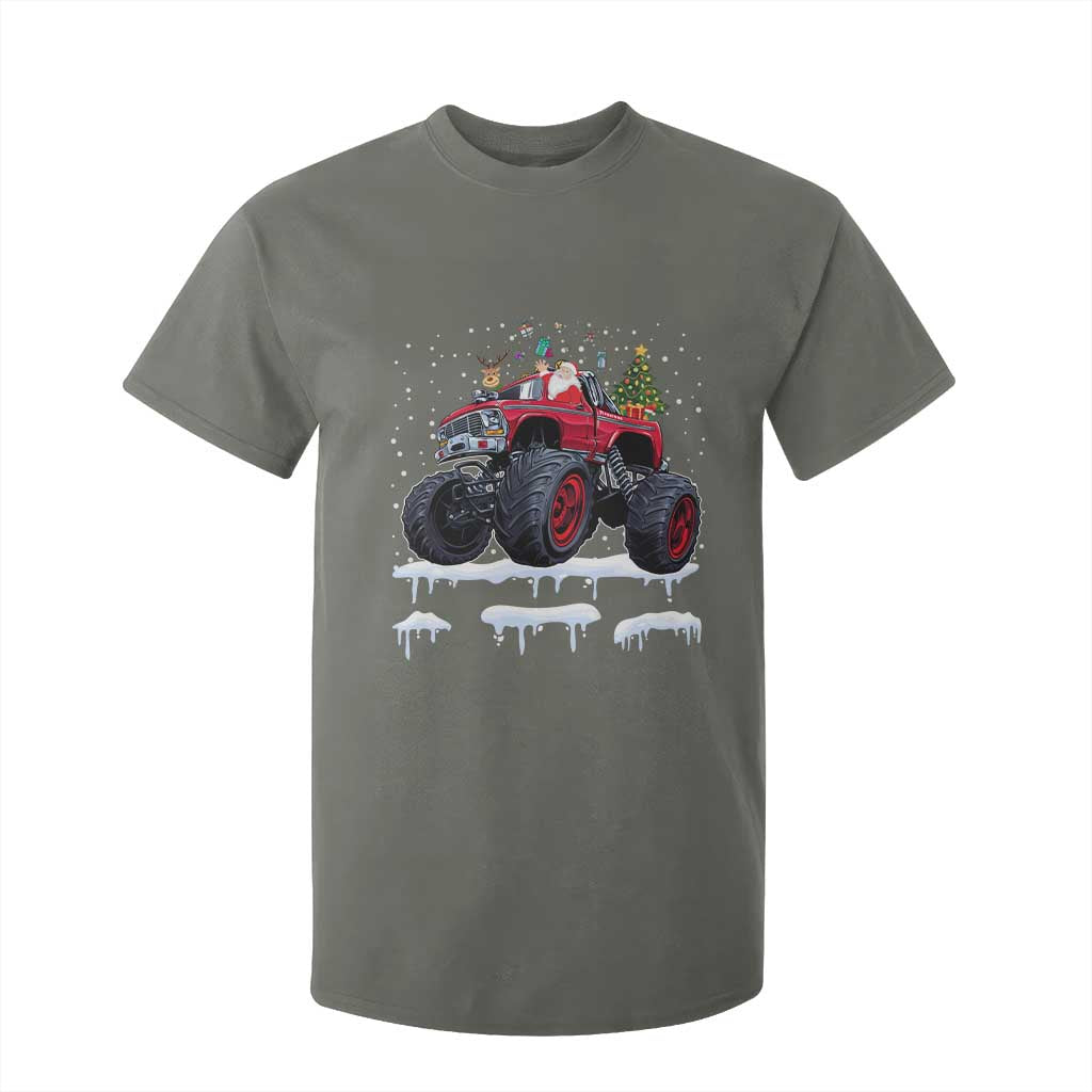 Christmas Santa Monster Truck T Shirt For Kid American Offroad Xmas Boys Kids Toddler Youth TS10 Military Green Print Your Wear