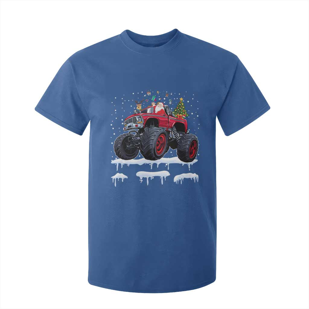Christmas Santa Monster Truck T Shirt For Kid American Offroad Xmas Boys Kids Toddler Youth TS10 Royal Blue Print Your Wear