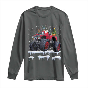 Christmas Santa Monster Truck Long Sleeve Shirt American Offroad Xmas Boys Kids Toddler Youth TS10 S Dark Heather Print Your Wear