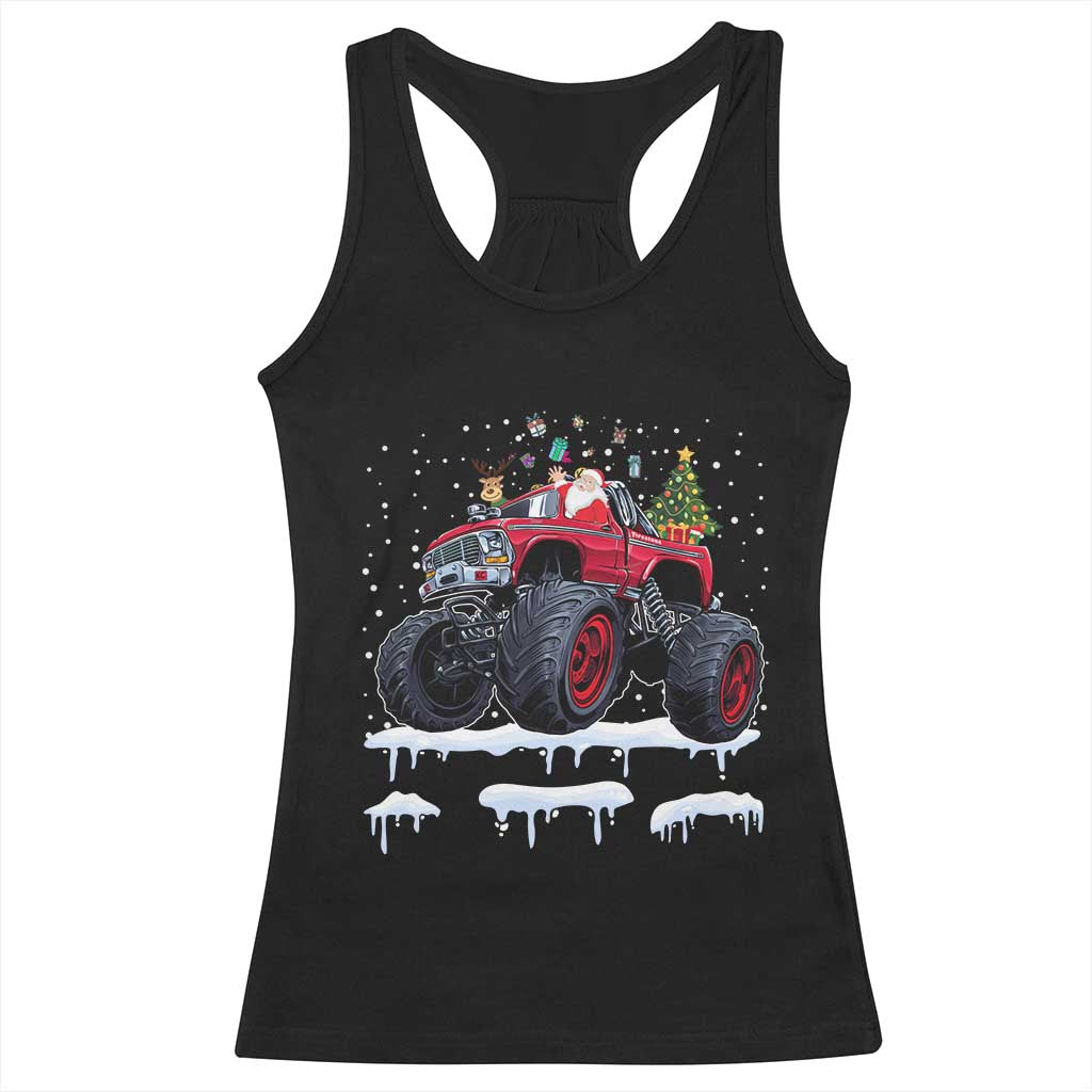 Christmas Santa Monster Truck Racerback Tank Top American Offroad Xmas Boys Kids Toddler Youth TS10 Black Print Your Wear