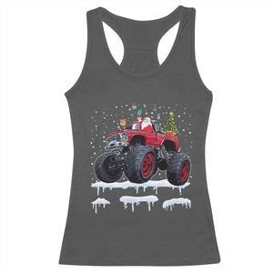 Christmas Santa Monster Truck Racerback Tank Top American Offroad Xmas Boys Kids Toddler Youth TS10 Dark Heather Print Your Wear