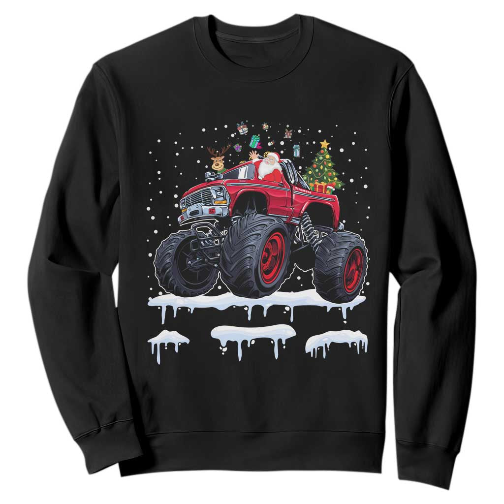 Christmas Santa Monster Truck Sweatshirt American Offroad Xmas Boys Kids Toddler Youth TS10 Black Print Your Wear