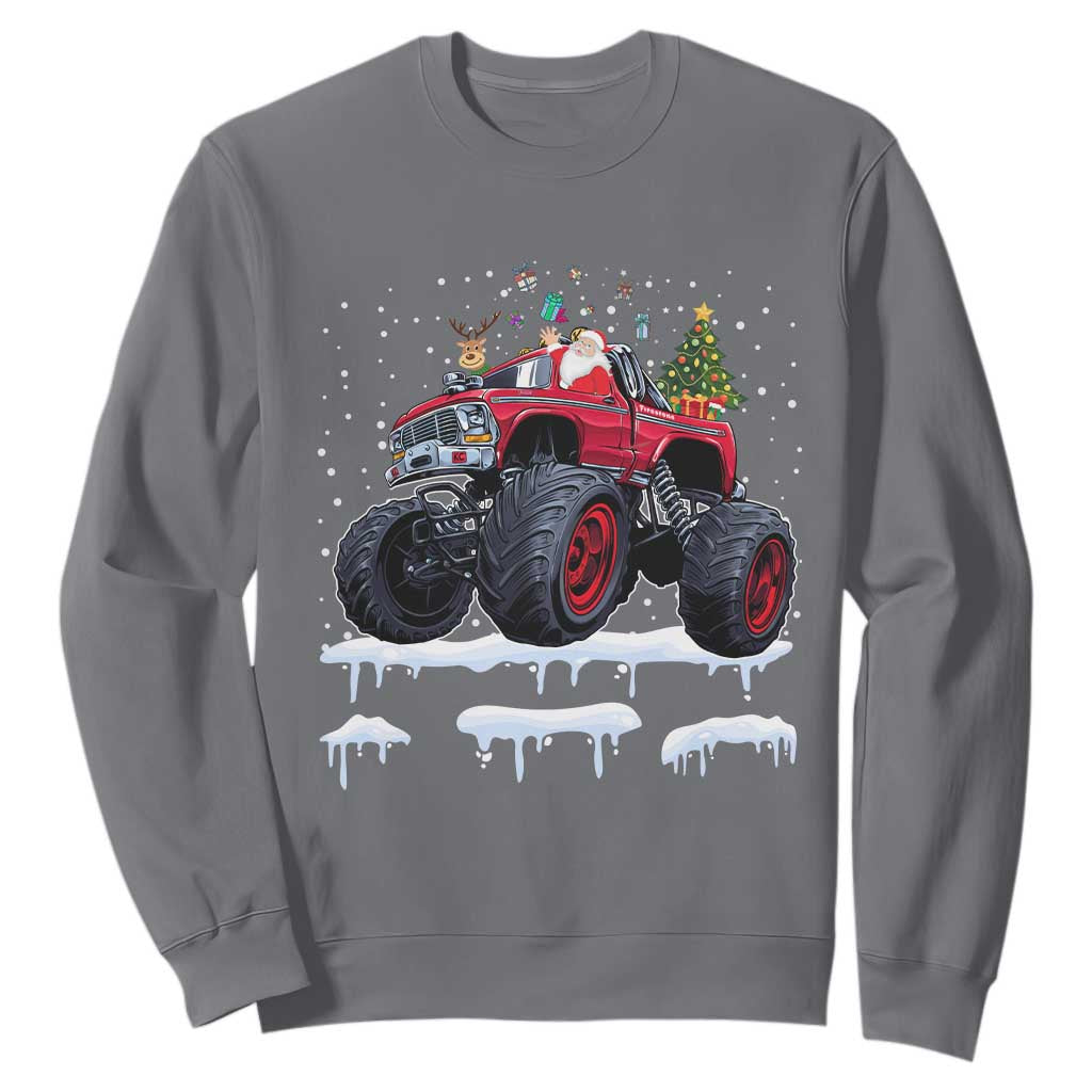 Christmas Santa Monster Truck Sweatshirt American Offroad Xmas Boys Kids Toddler Youth TS10 Charcoal Print Your Wear