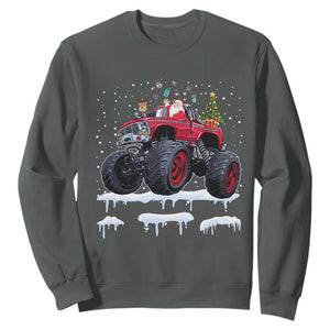 Christmas Santa Monster Truck Sweatshirt American Offroad Xmas Boys Kids Toddler Youth TS10 Dark Heather Print Your Wear