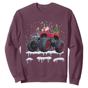 Christmas Santa Monster Truck Sweatshirt American Offroad Xmas Boys Kids Toddler Youth TS10 Maroon Print Your Wear