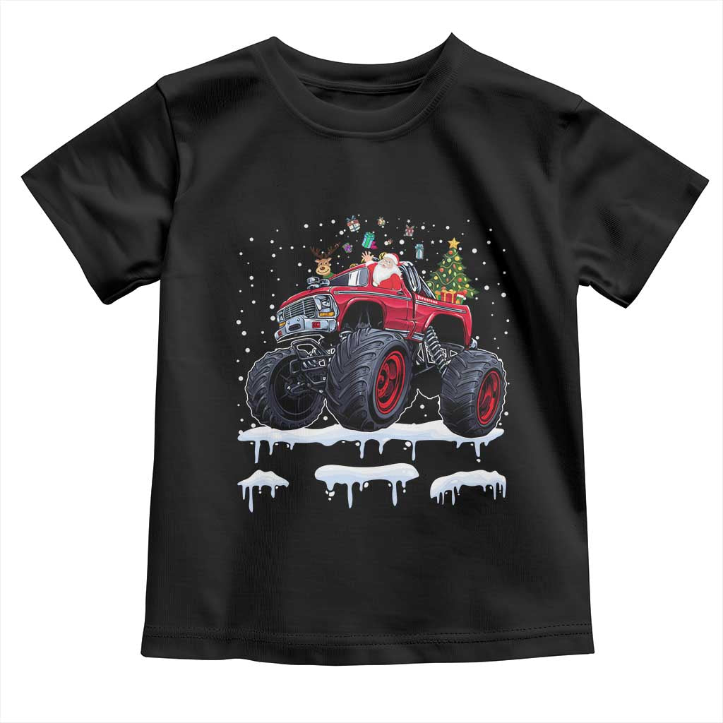 Christmas Santa Monster Truck Toddler T Shirt American Offroad Xmas Boys Kids Toddler Youth TS10 Black Print Your Wear