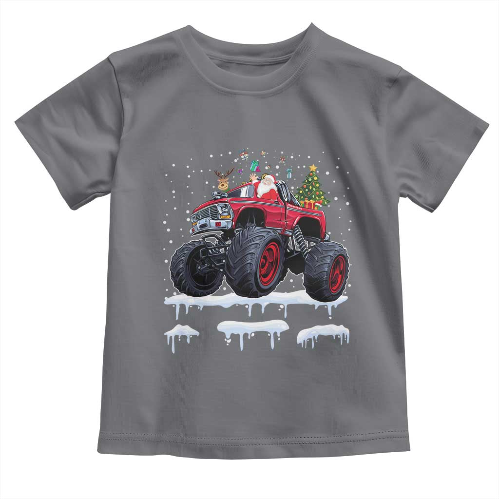 Christmas Santa Monster Truck Toddler T Shirt American Offroad Xmas Boys Kids Toddler Youth TS10 Charcoal Print Your Wear