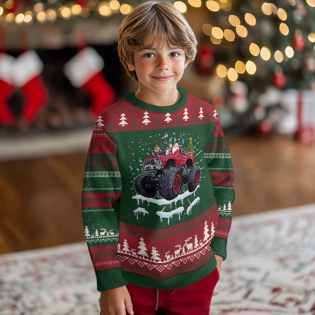 Santa Monster Truck Ugly Christmas Sweater American Offroad Xmas Boys Kids Toddler Youth TS10 Christmas Print Your Wear