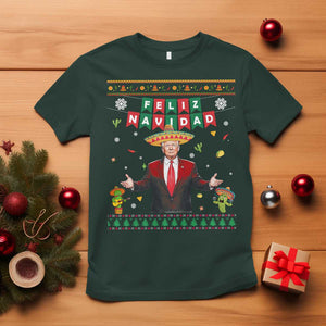 Mexico Christmas Trump T Shirt Feliz Navidad Xmas Funny Trump Santa Ugly Christmas TS10 Dark Forest Green Print Your Wear
