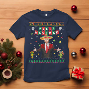 Mexico Christmas Trump T Shirt Feliz Navidad Xmas Funny Trump Santa Ugly Christmas TS10 Navy Print Your Wear