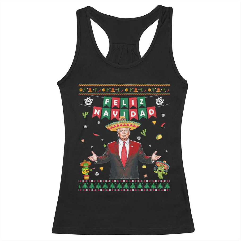Mexico Christmas Trump Racerback Tank Top Feliz Navidad Xmas Funny Trump Santa Ugly Christmas TS10 Black Print Your Wear