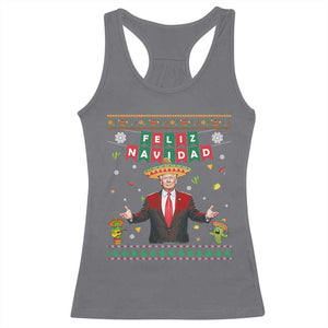 Mexico Christmas Trump Racerback Tank Top Feliz Navidad Xmas Funny Trump Santa Ugly Christmas TS10 Charcoal Print Your Wear