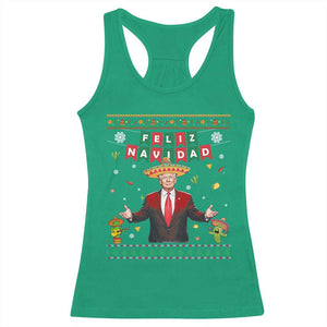 Mexico Christmas Trump Racerback Tank Top Feliz Navidad Xmas Funny Trump Santa Ugly Christmas TS10 Irish Green Print Your Wear
