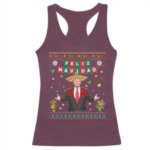 Mexico Christmas Trump Racerback Tank Top Feliz Navidad Xmas Funny Trump Santa Ugly Christmas TS10 Maroon Print Your Wear