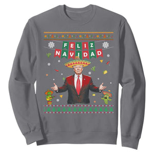 Mexico Christmas Trump Sweatshirt Feliz Navidad Xmas Funny Trump Santa Ugly Christmas TS10 Charcoal Print Your Wear