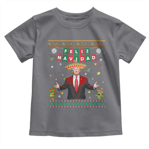 Mexico Christmas Trump Toddler T Shirt Feliz Navidad Xmas Funny Trump Santa Ugly Christmas TS10 Charcoal Print Your Wear