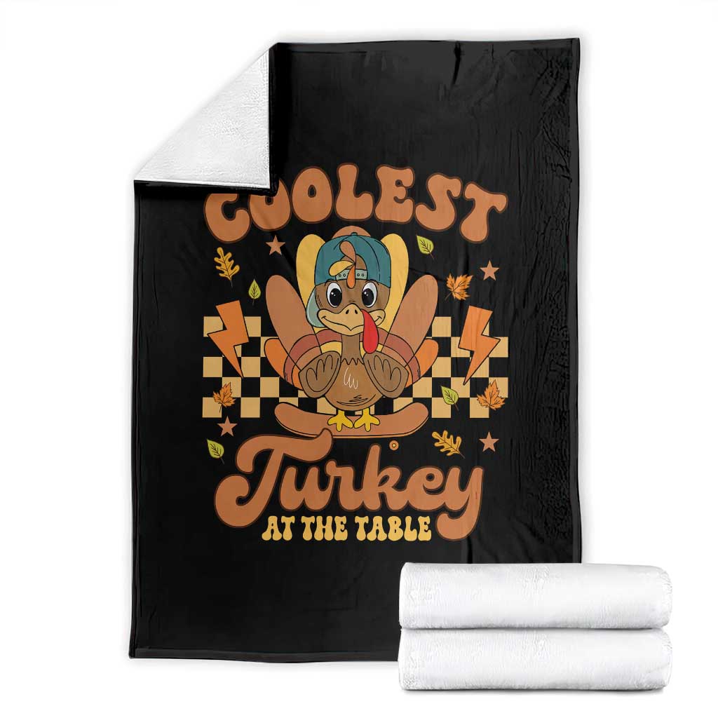 Thanksgiving Kids Throw Blanket Coolest Turkey At The Table Boys Toddler Youth TS10 Black Print Your Wear