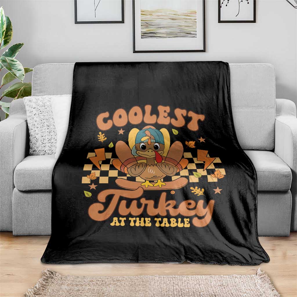 Thanksgiving Kids Throw Blanket Coolest Turkey At The Table Boys Toddler Youth TS10 Print Your Wear