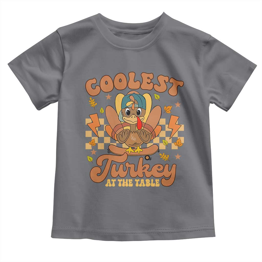 Thanksgiving Kids Baby Shirt Coolest Turkey At The Table Boys Toddler Youth TS10 Charcoal Print Your Wear