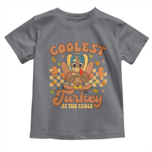 Thanksgiving Kids Baby Shirt Coolest Turkey At The Table Boys Toddler Youth TS10 Charcoal Print Your Wear
