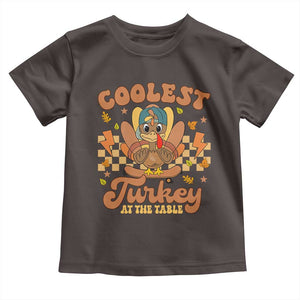Thanksgiving Kids Baby Shirt Coolest Turkey At The Table Boys Toddler Youth TS10 Dark Chocolate Print Your Wear