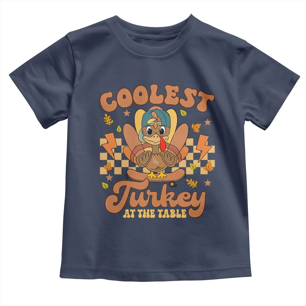 Thanksgiving Kids Baby Shirt Coolest Turkey At The Table Boys Toddler Youth TS10 Navy Print Your Wear