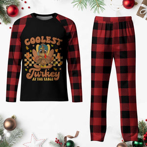 Thanksgiving Kids Plaid Pajama Set Coolest Turkey At The Table Boys Toddler Youth TS10 Buffalo Plaid Print Your Wear