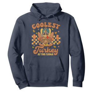 Thanksgiving Kids Hoodie Coolest Turkey At The Table Boys Toddler Youth TS10 Navy Print Your Wear
