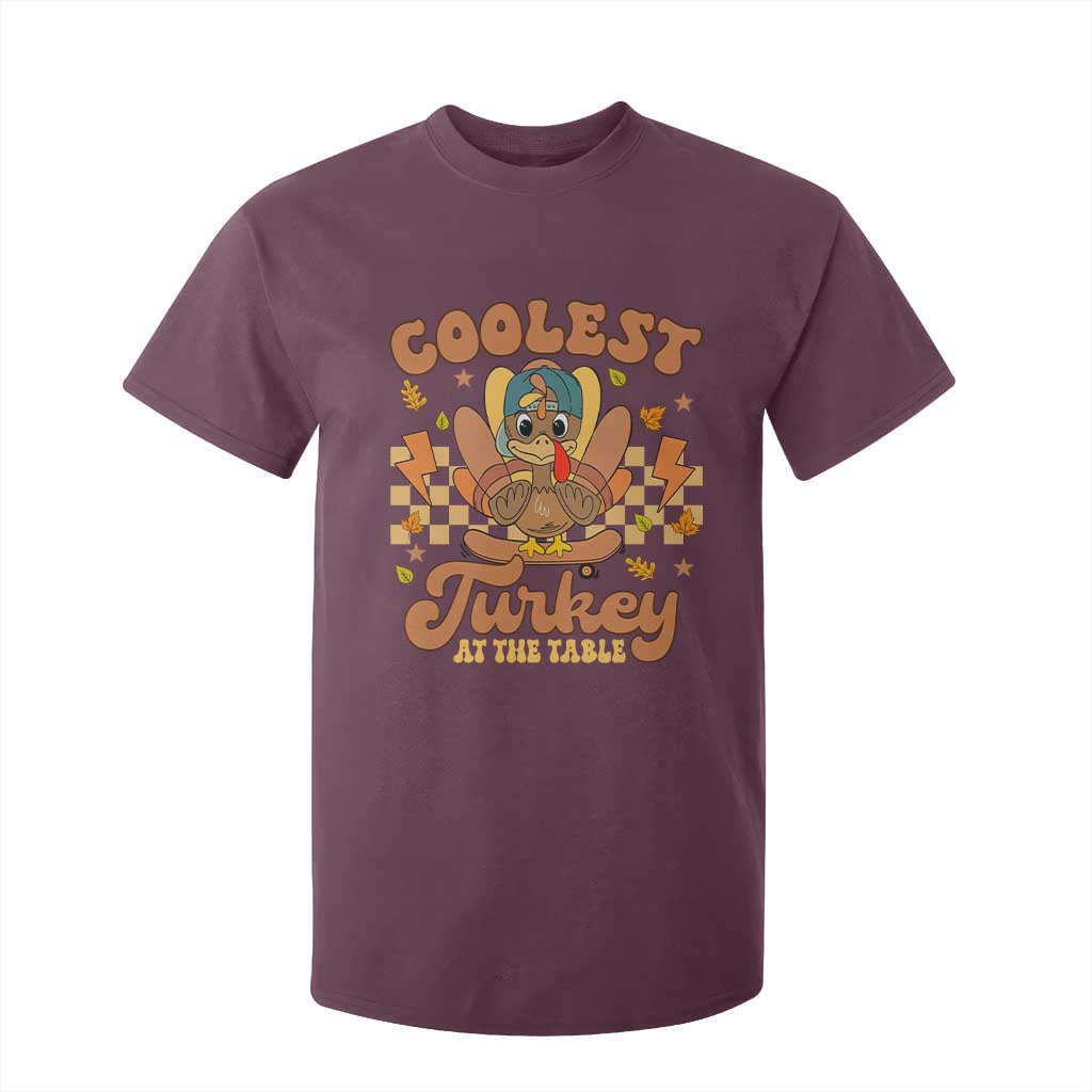 Thanksgiving Kids T Shirt For Kid Coolest Turkey At The Table Boys Toddler Youth TS10 Maroon Print Your Wear