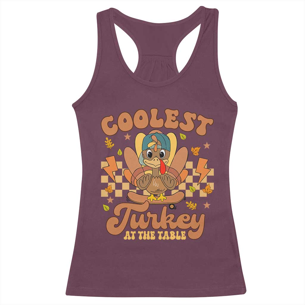 Thanksgiving Kids Racerback Tank Top Coolest Turkey At The Table Boys Toddler Youth TS10 Maroon Print Your Wear