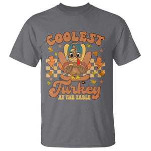 Thanksgiving Kids T Shirt Coolest Turkey At The Table Boys Toddler Youth TS10 Charcoal Print Your Wear