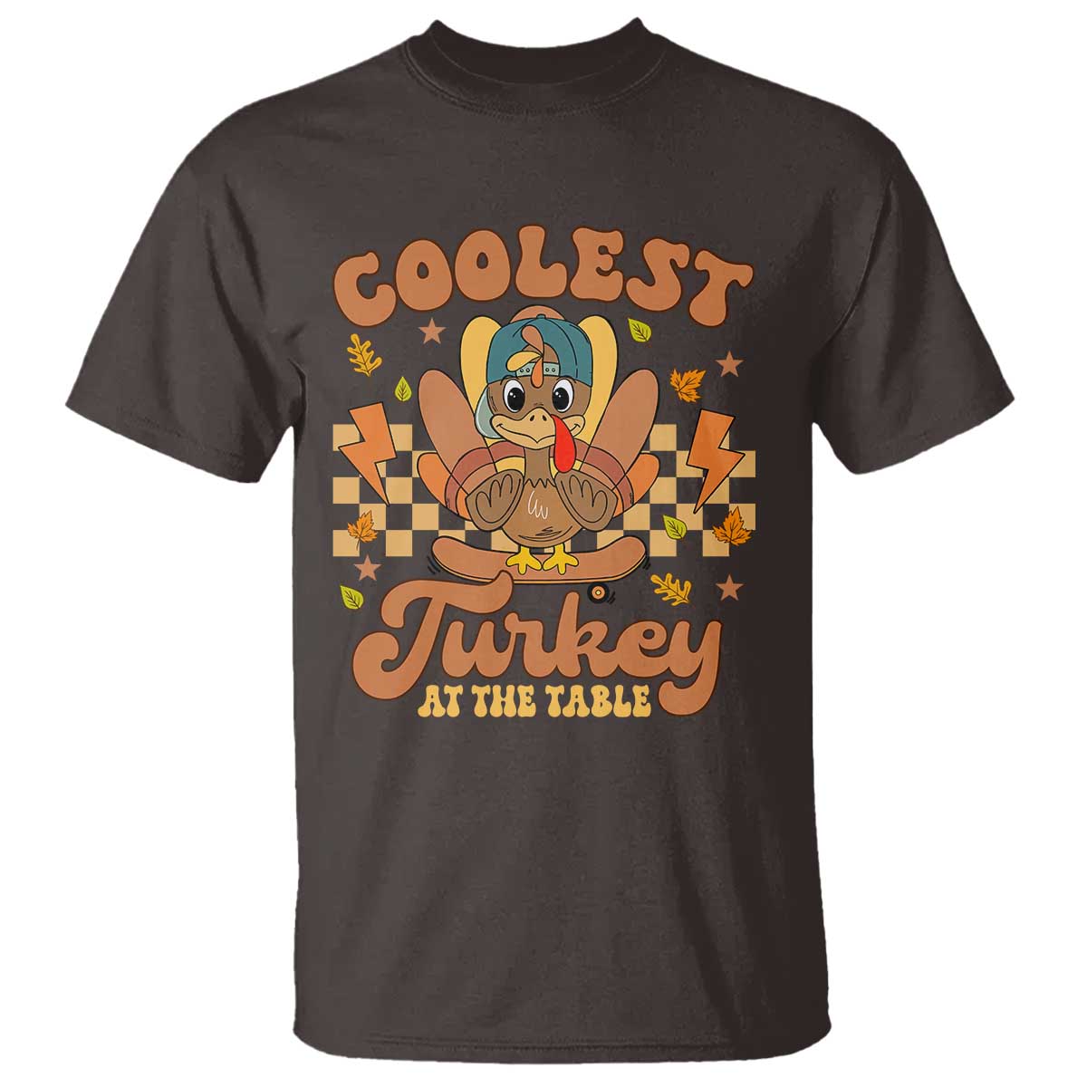 Thanksgiving Kids T Shirt Coolest Turkey At The Table Boys Toddler Youth TS10 Dark Chocolate Print Your Wear