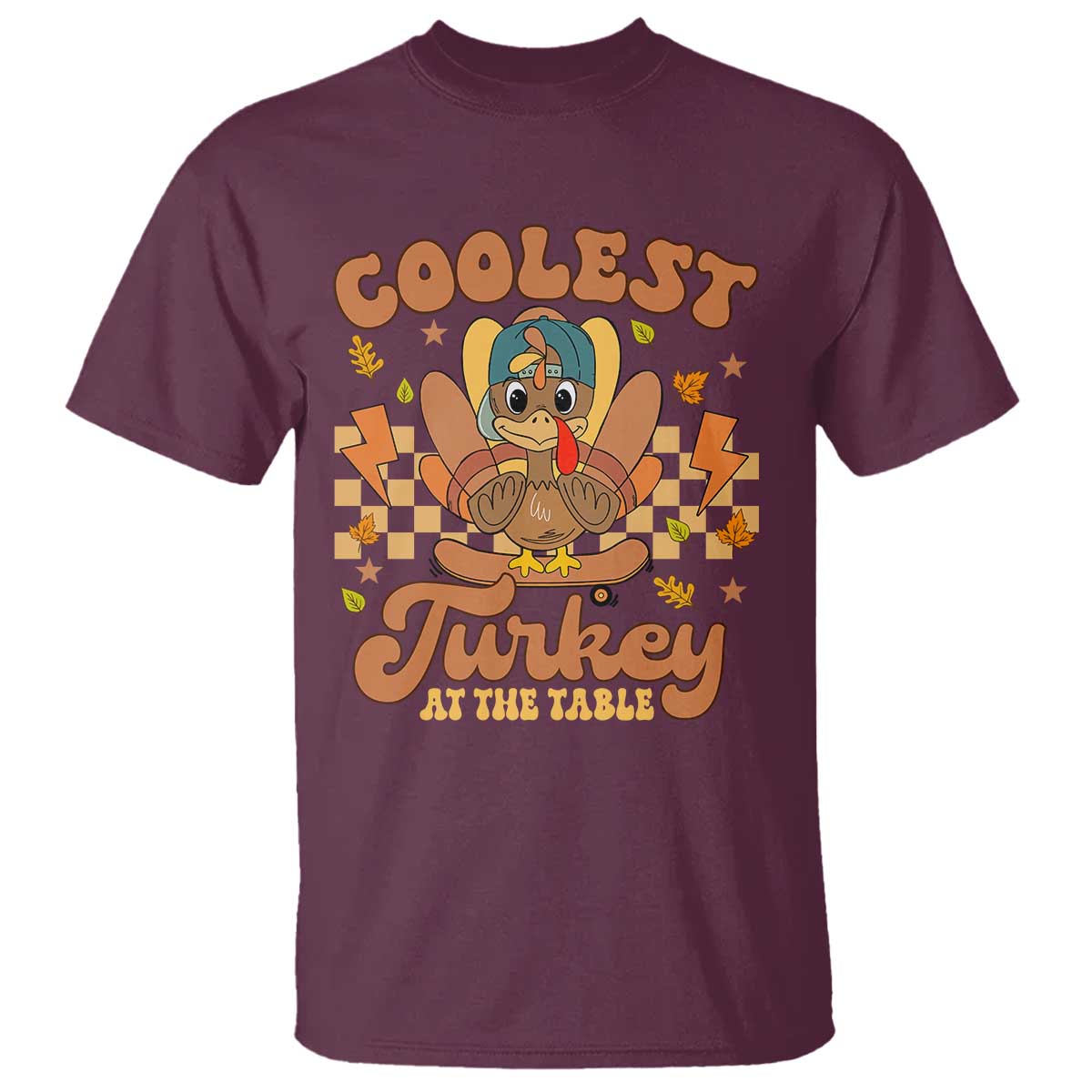 Thanksgiving Kids T Shirt Coolest Turkey At The Table Boys Toddler Youth TS10 Maroon Print Your Wear
