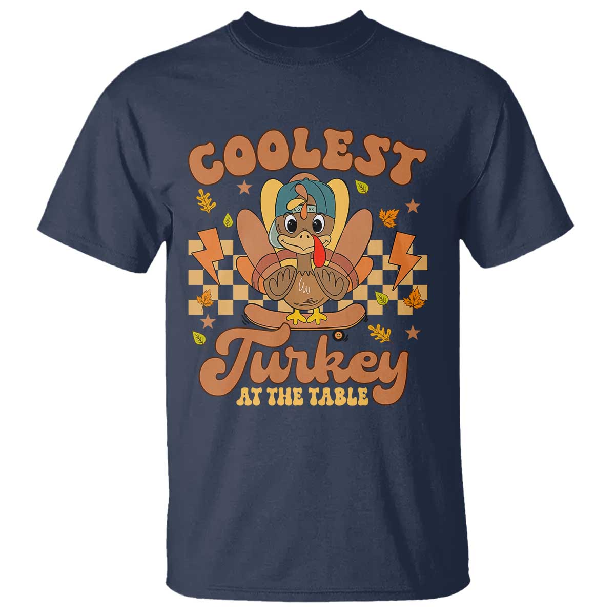 Thanksgiving Kids T Shirt Coolest Turkey At The Table Boys Toddler Youth TS10 Navy Print Your Wear