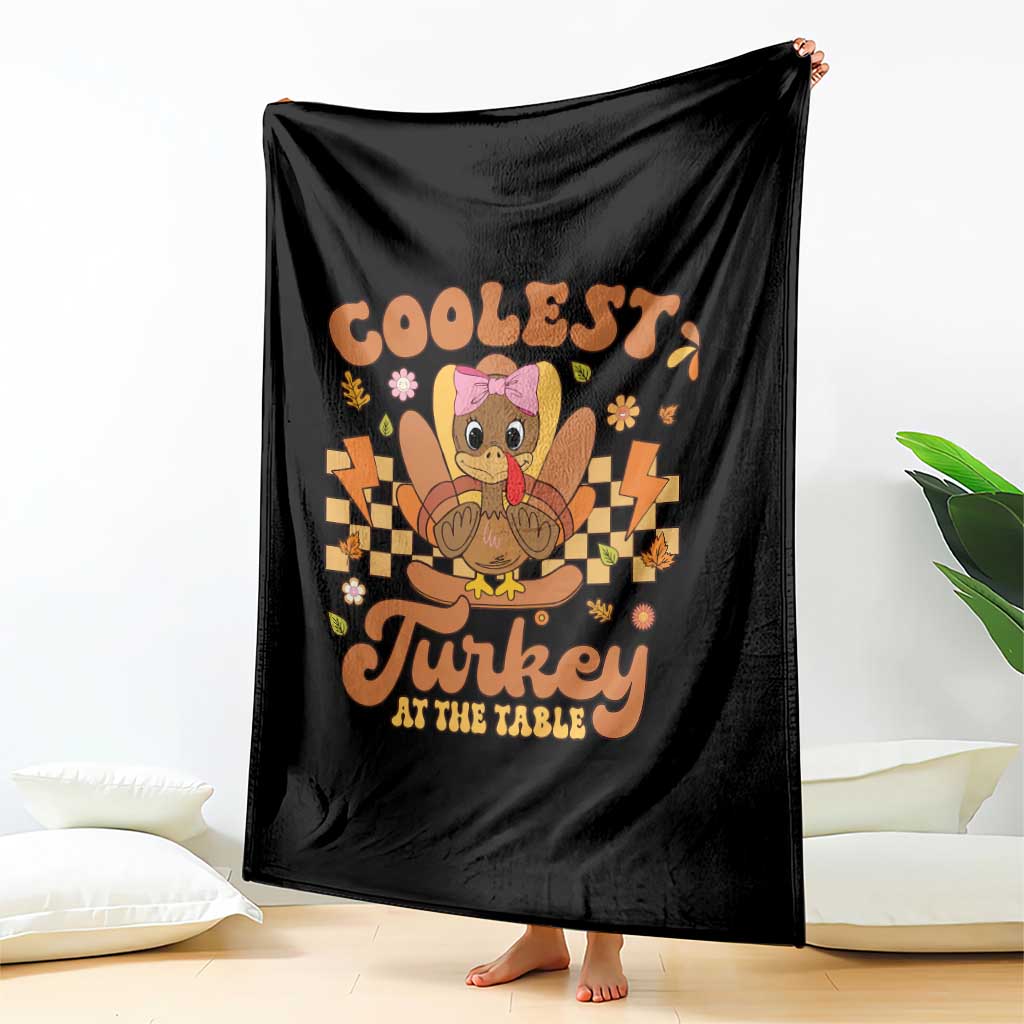 Thanksgiving Kids Throw Blanket Coolest Turkey At The Table Girls Toddler Youth TS10 Print Your Wear