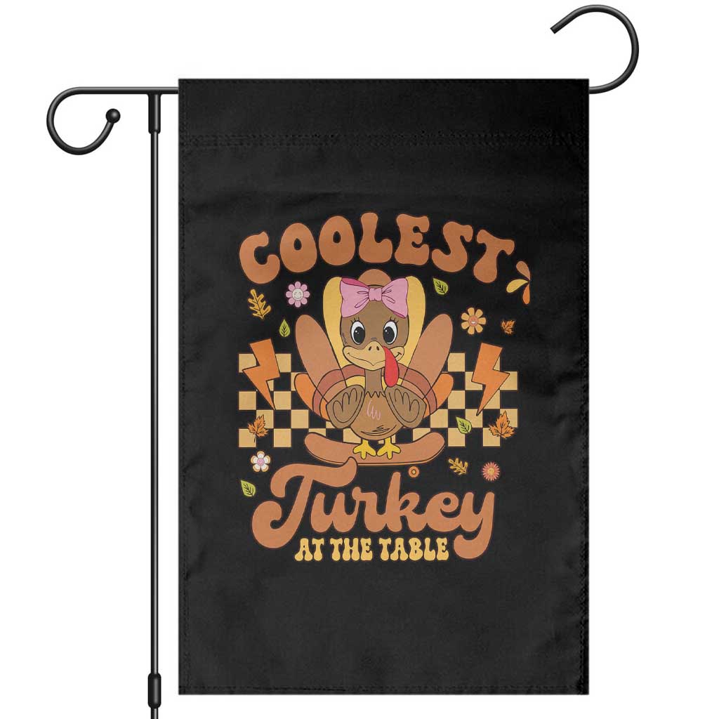 Thanksgiving Kids Garden Flag Coolest Turkey At The Table Girls Toddler Youth TS10 Black Print Your Wear