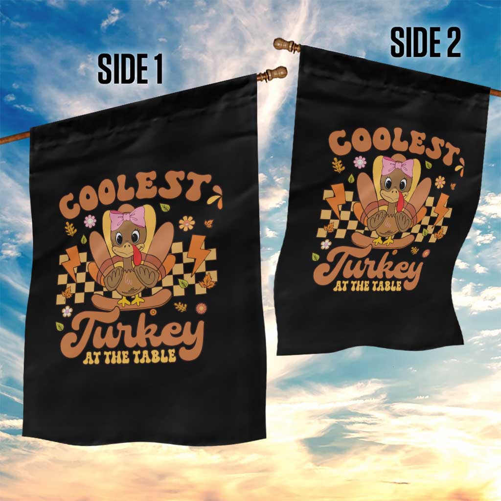 Thanksgiving Kids Garden Flag Coolest Turkey At The Table Girls Toddler Youth TS10 Print Your Wear